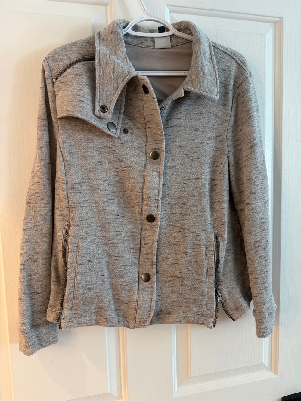 CAbi Heather Gray Snap-Front/Zipper Jacket